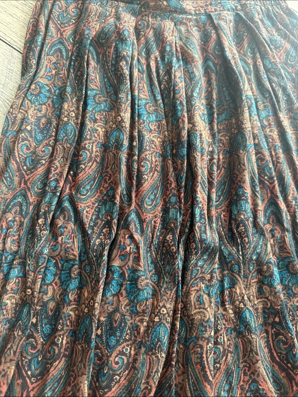 Vintage 80s/90s Norton McNaughton Paisley Midi Skirt Size 8 - Picture 2 of 3